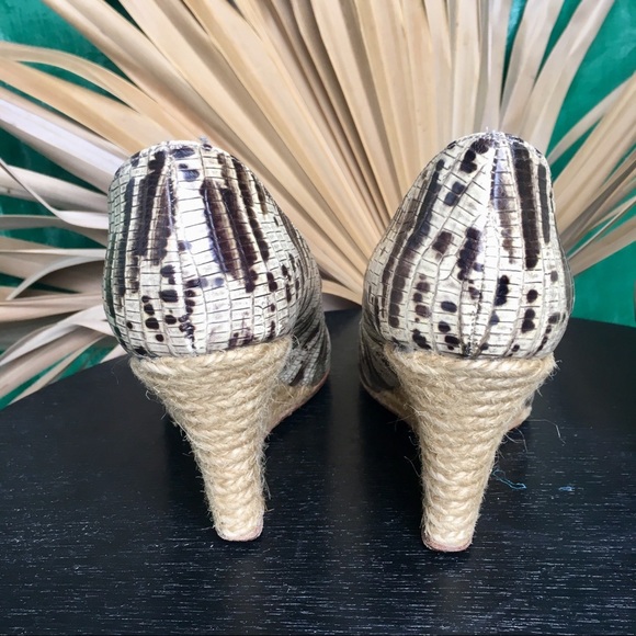 Lanvin leather lizard wedges size 8 - Picture 2 of 4